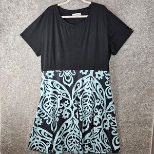 Nemidor Dress Womens 28 Black Teal Career Whimsical Teacher Classiccore